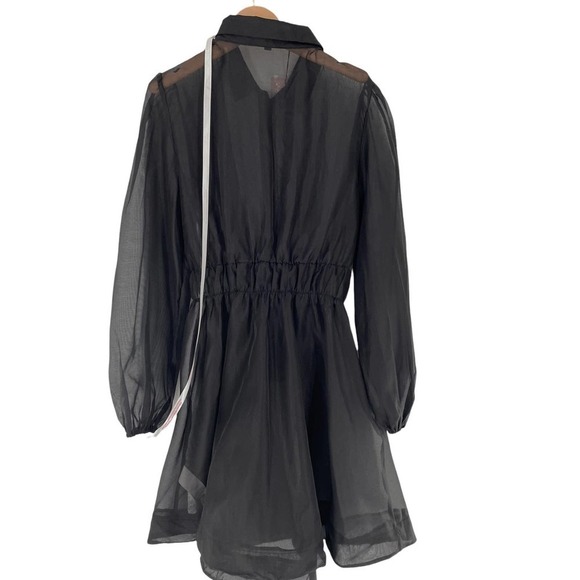 NWT Missguided Organza Sheer Button-up Shirt Dress with tie sash - Picture 6 of 12